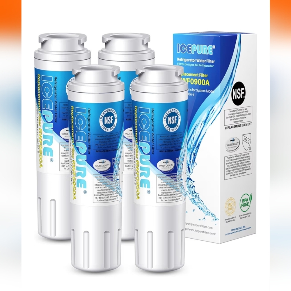 ICEPURE UKF8001 Refrigerator Water Filter Replacement – 4 Pack (RWF0900A)